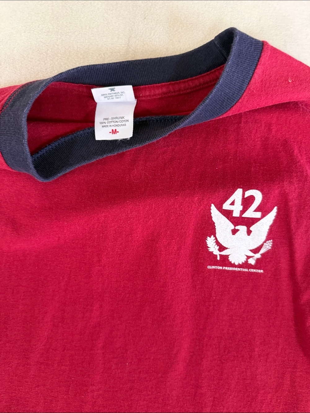 Anvil Red Ringer Tee with Navy Trim - "I miss Bill." - Picture 2 of 3